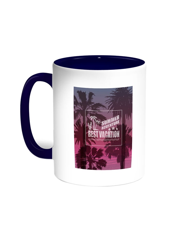 Decalac Best Vacation Printed Coffee Mug Blue/White