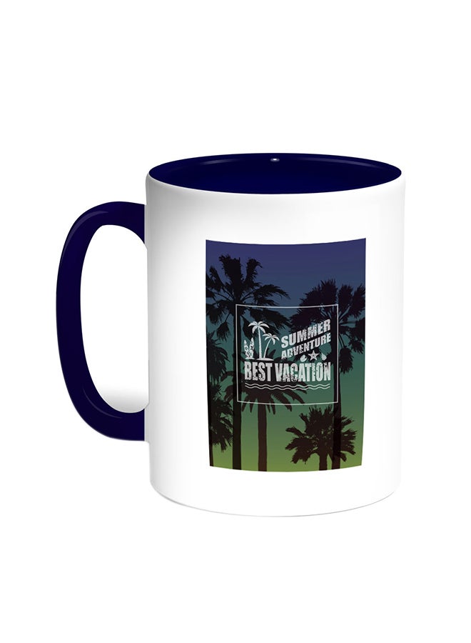 Decalac Best Vacation Printed Coffee Mug Blue/White
