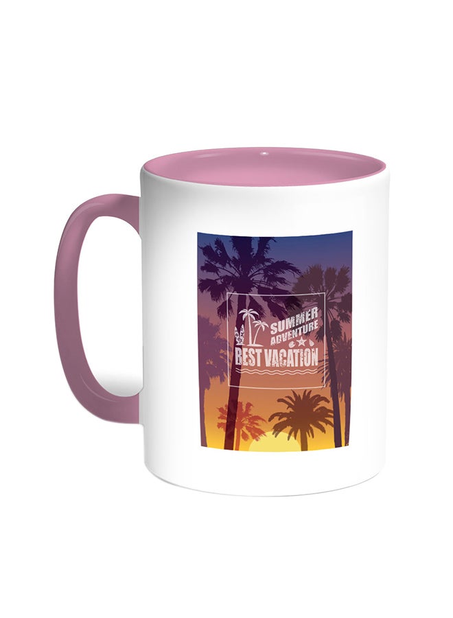 Best Vacation Printed Coffee Mug Pink/White