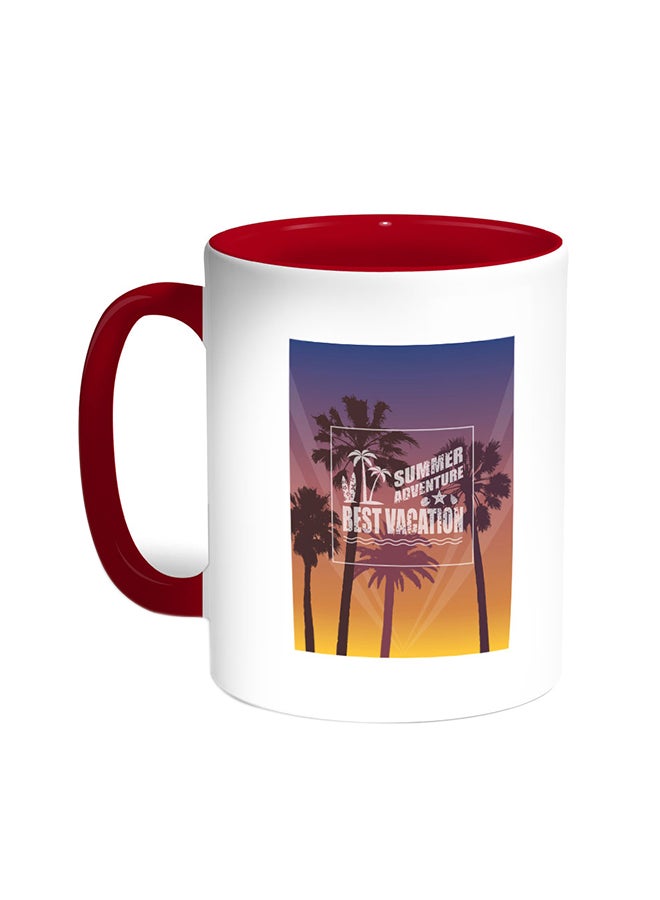 Best Vacation Printed Coffee Mug Red/White
