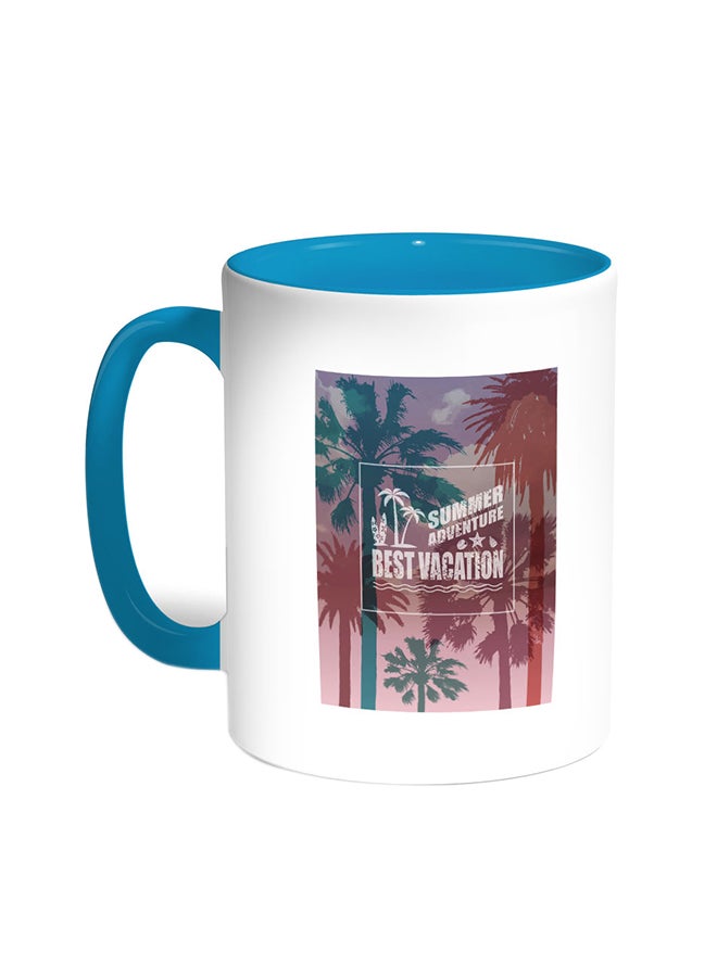 Decalac Best Vacation Printed Coffee Mug Turquoise/White