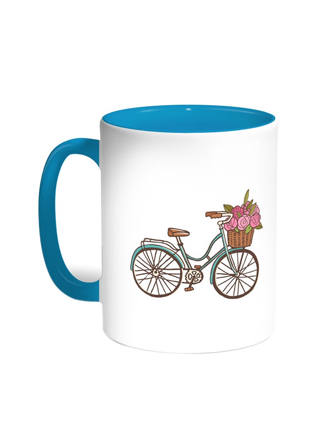 ديكالاك قدح قهوة - رسمة دراجة تركواز/أبيض