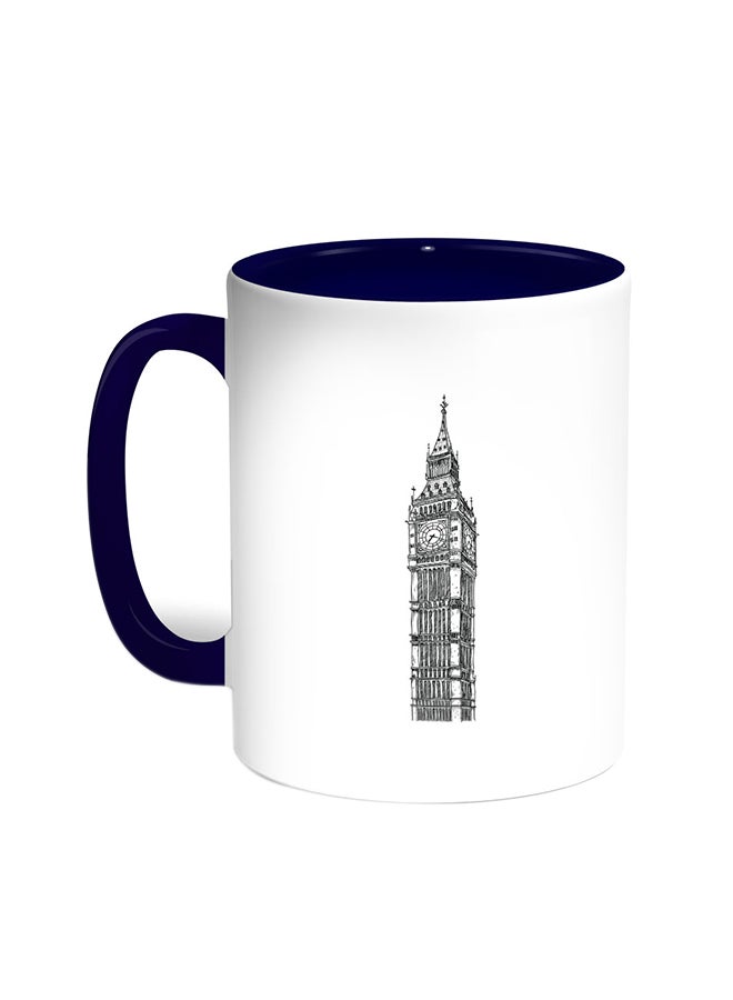 Decalac Big Ben Printed Coffee Mug Blue/White