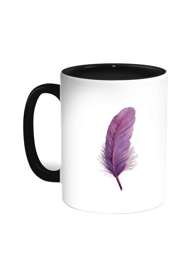 Decalac Bird Feather Printed Coffee Mug Black/White