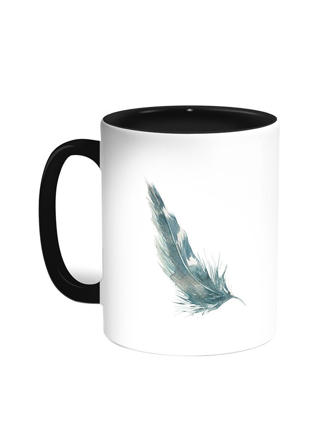 ديكالاك قدح قهوة - ريشة طائر أسود/ أبيض