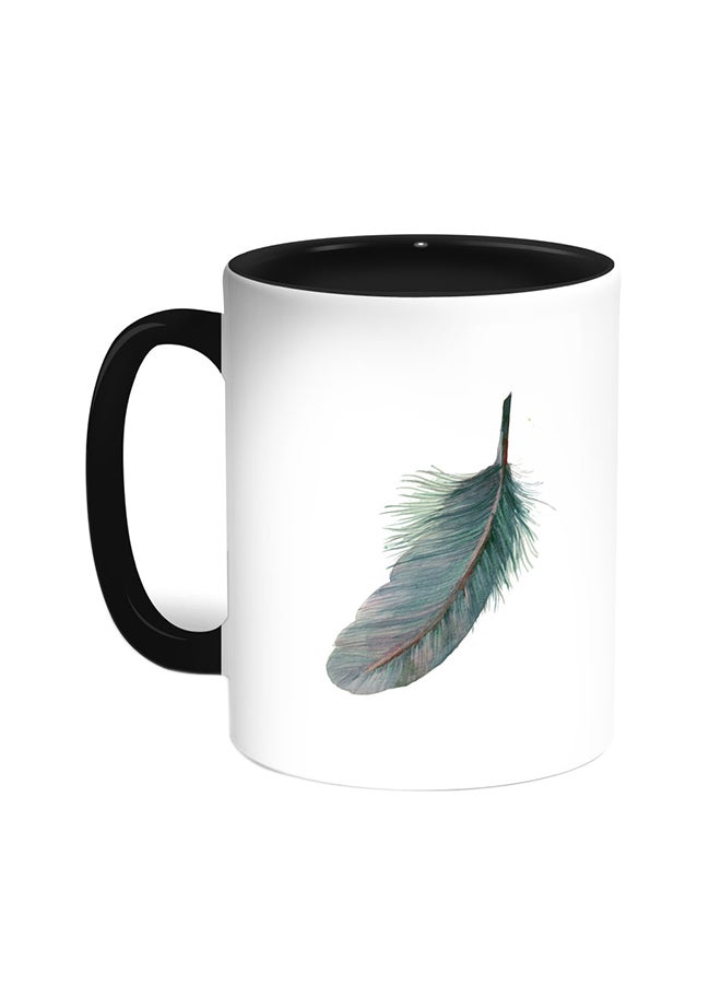 Decalac Bird Feather Printed Coffee Mug Black/White