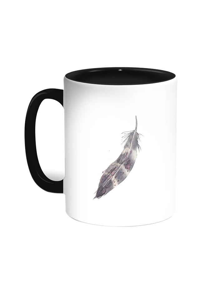 ديكالاك قدح قهوة - ريشة طائر أسود/ أبيض