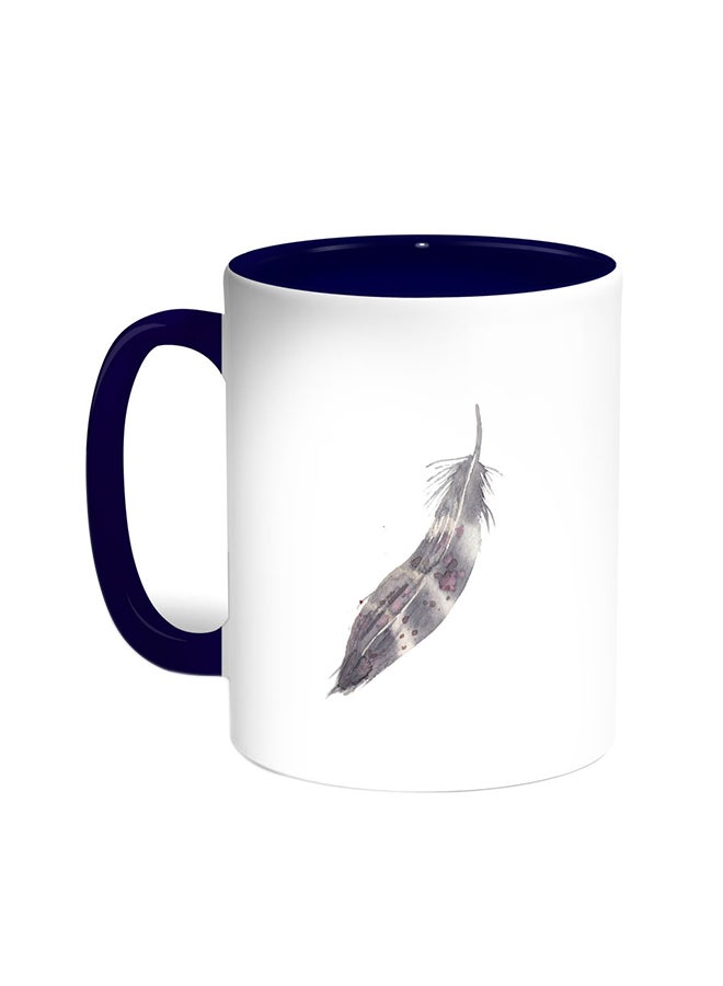 قدح قهوة - ريشة طائر أزرق/ أبيض