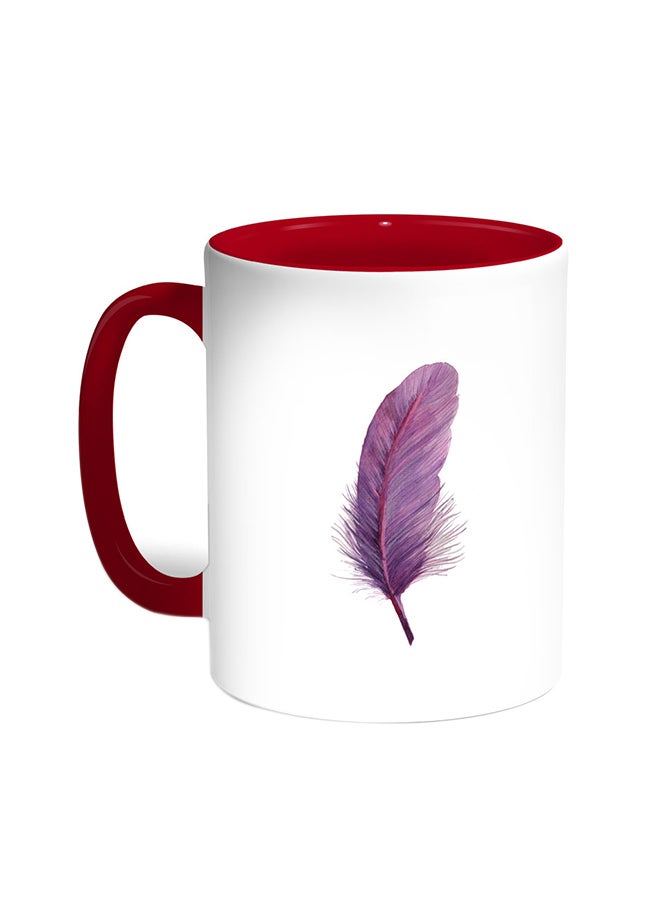 ديكالاك قدح قهوة - ريشة طائر أحمر/أبيض