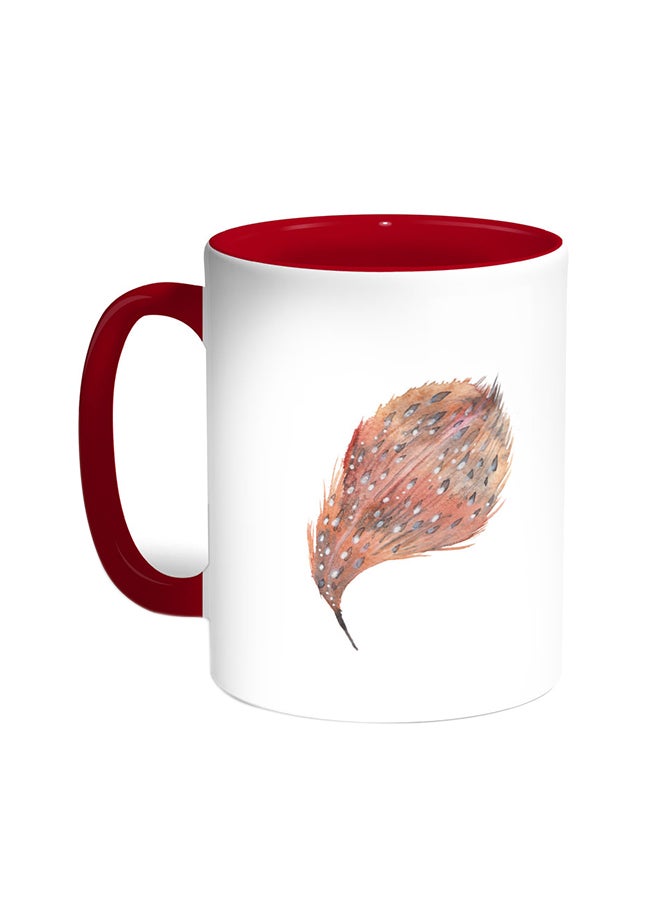 ديكالاك قدح قهوة - ريشة طائر أحمر/أبيض