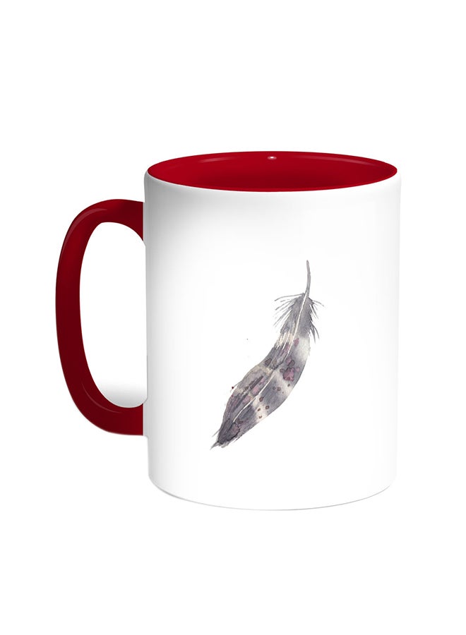 ديكالاك قدح قهوة - ريشة طائر أحمر/أبيض