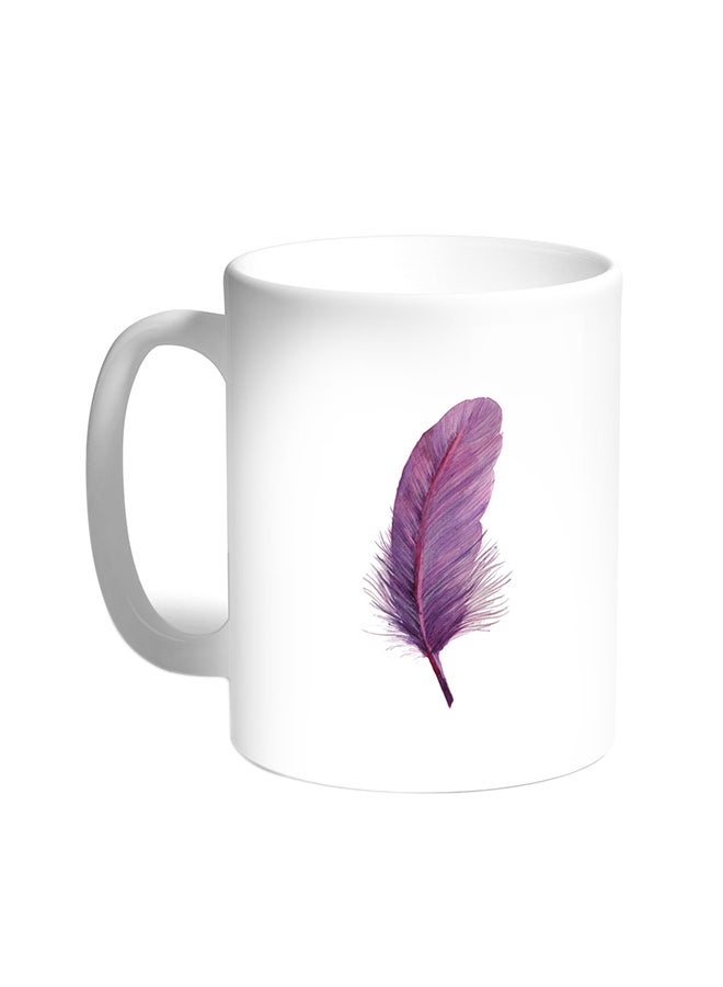Decalac Bird Feather Printed Coffee Mug White
