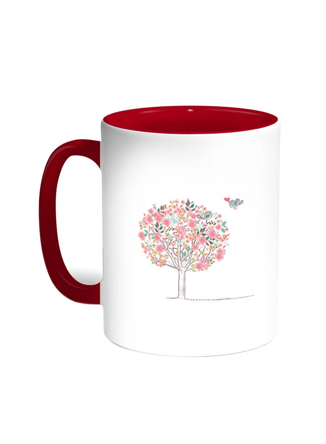 Decalac Birds On A Tree Printed Coffee Mug Red/White