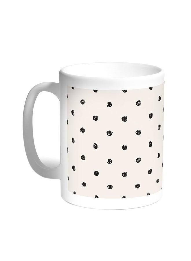 Decalac Black Dots Printed Coffee Mug White 