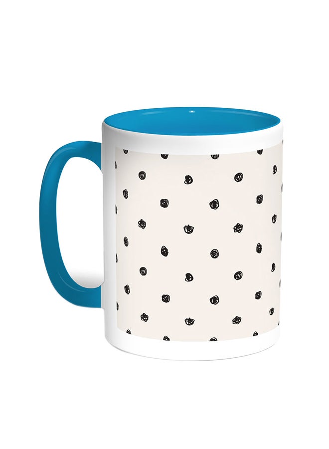 Decalac Black Dots Printed Coffee Mug Turquoise/White 