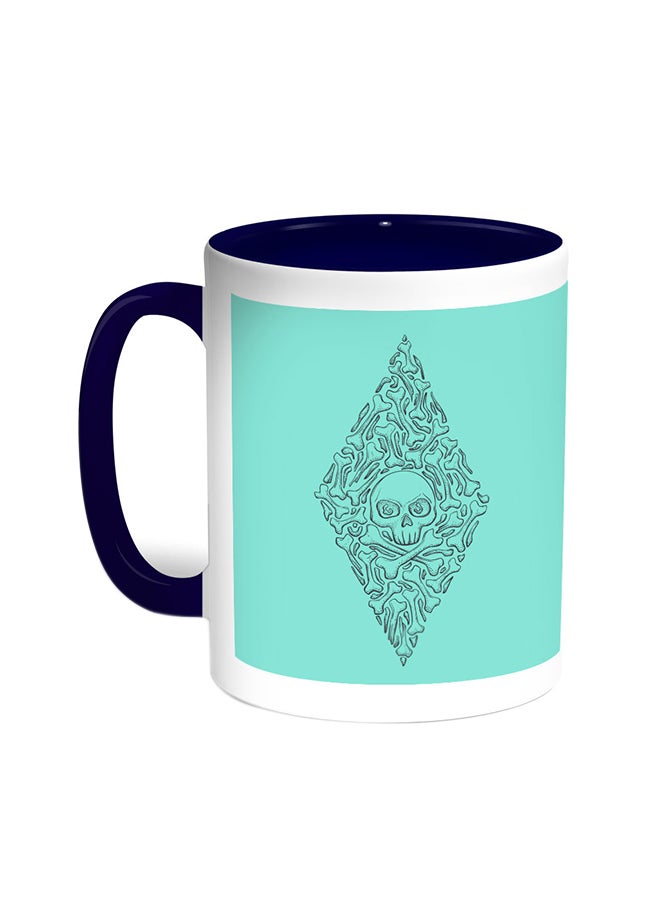 Decalac Bones And Skull Printed Coffee Mug Blue/White
