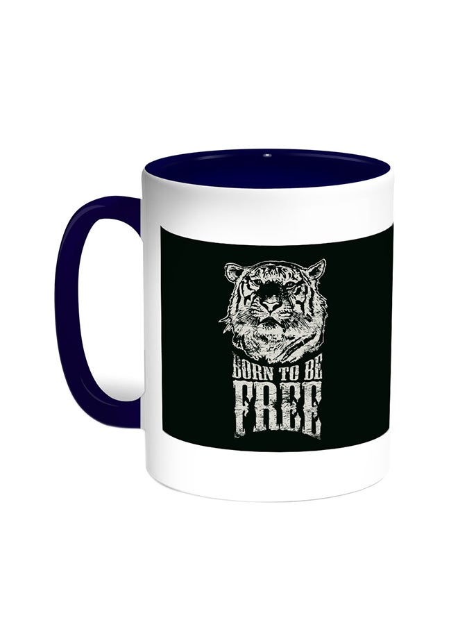 Decalac Born To Be Free Printed Coffee Mug Blue/White