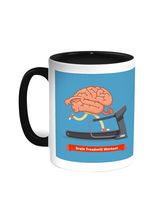 قدح قهوة - مخ يتدرب على جهاز تمرين السير أسود/ أبيض