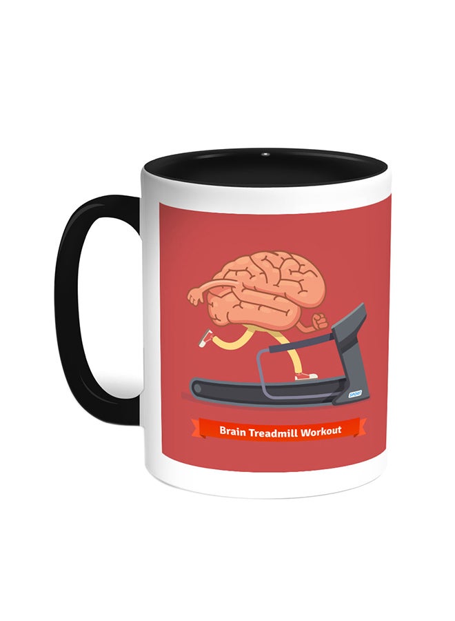 Decalac Brain Treadmill Workout Printed Coffee Mug Black/White
