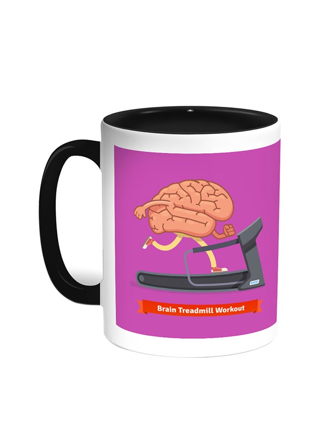 قدح قهوة - مخ يتدرب على جهاز تمرين السير أسود/ أبيض