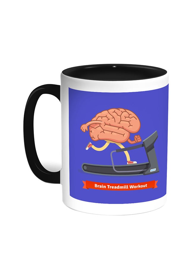 Decalac Brain Treadmill Workout Printed Coffee Mug Black/White