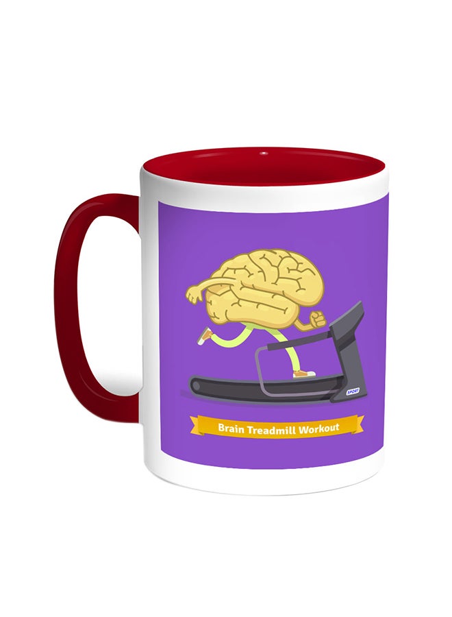 قدح قهوة - مخ يتدرب على جهاز تمرين السير أحمر/أبيض