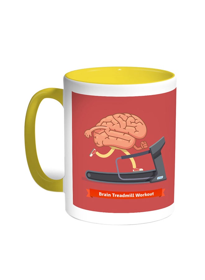 ديكالاك قدح قهوة - مخ يتدرب على جهاز تمرين السير أصفر/ابيض