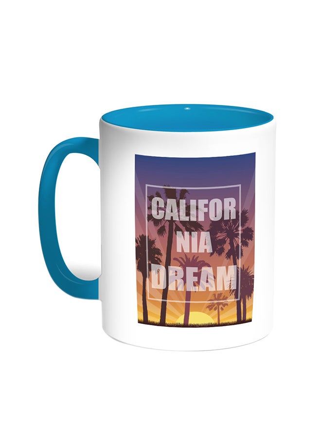 California Dream Printed Coffee Mug Turquoise/White