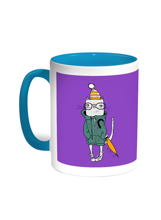 ديكالاك قدح قهوة - رسم كرتوني لقطة تركواز/أبيض