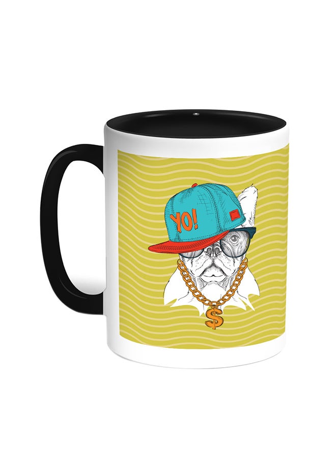 Decalac Cartoon Drawing - Dog Printed Coffee Mug Black/White