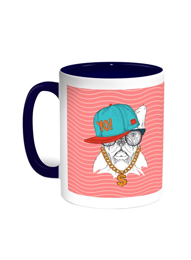 Decalac Cartoon Drawing - Dog Printed Coffee Mug Blue/White