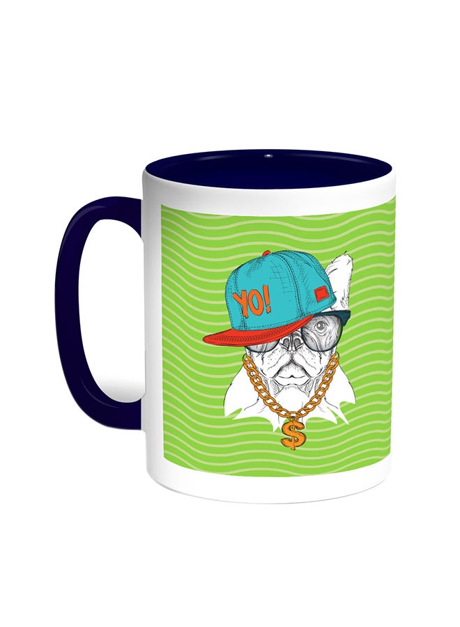 Decalac Cartoon Drawing - Dog Printed Coffee Mug Blue/White
