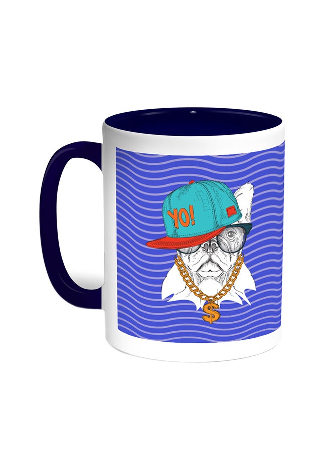 Decalac Cartoon Drawing - Dog Printed Coffee Mug Blue/White