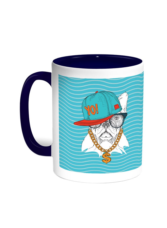 Decalac Cartoon Drawing - Dog Printed Coffee Mug Blue/White