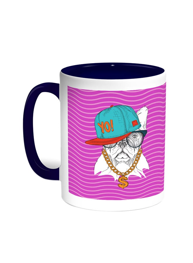 Decalac Cartoon Drawing - Dog Printed Coffee Mug Blue/White