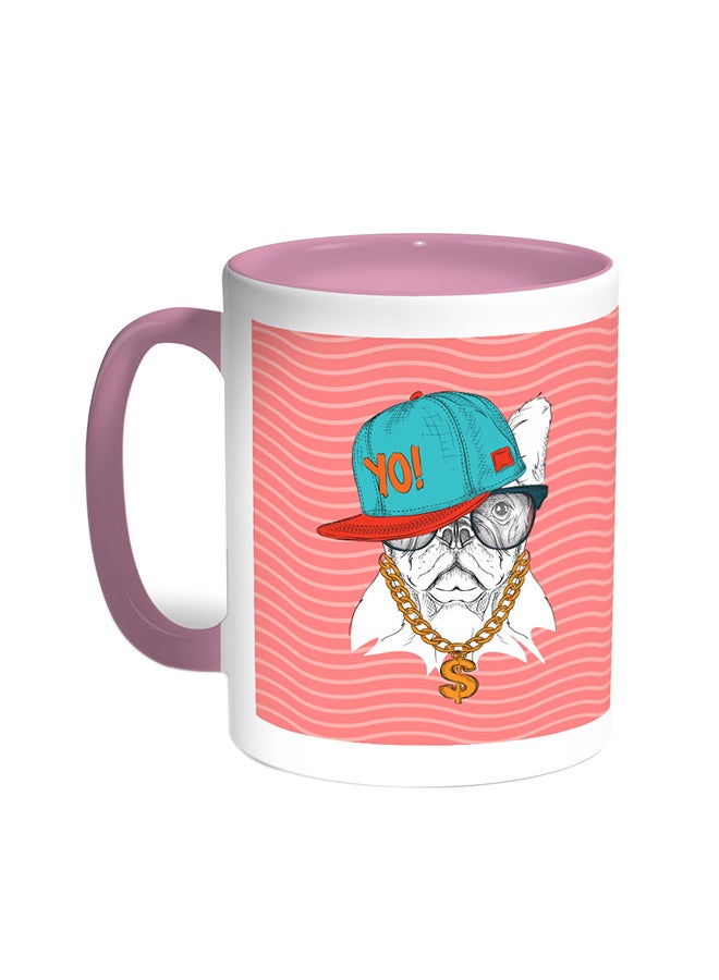 Decalac Cartoon Drawing - Dog Printed Coffee Mug Pink/White
