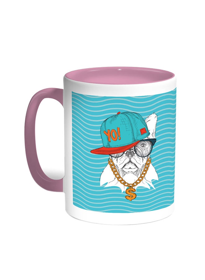Decalac Cartoon Drawing - Dog Printed Coffee Mug Pink/White