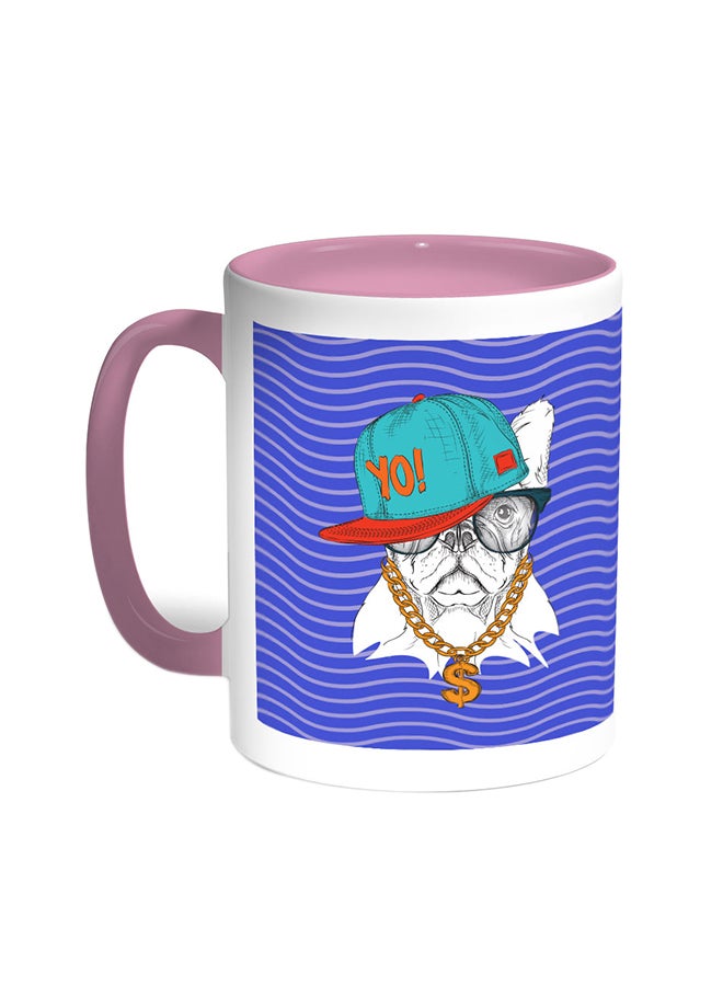 Decalac Cartoon Drawing - Dog Printed Coffee Mug Pink/White