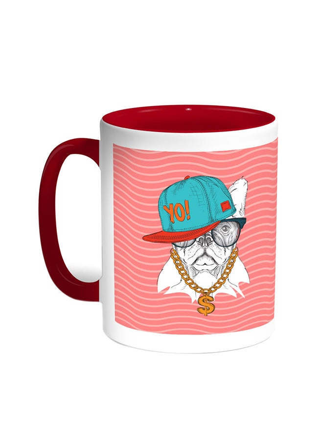 Decalac Cartoon Drawing - Dog Printed Coffee Mug Red/White