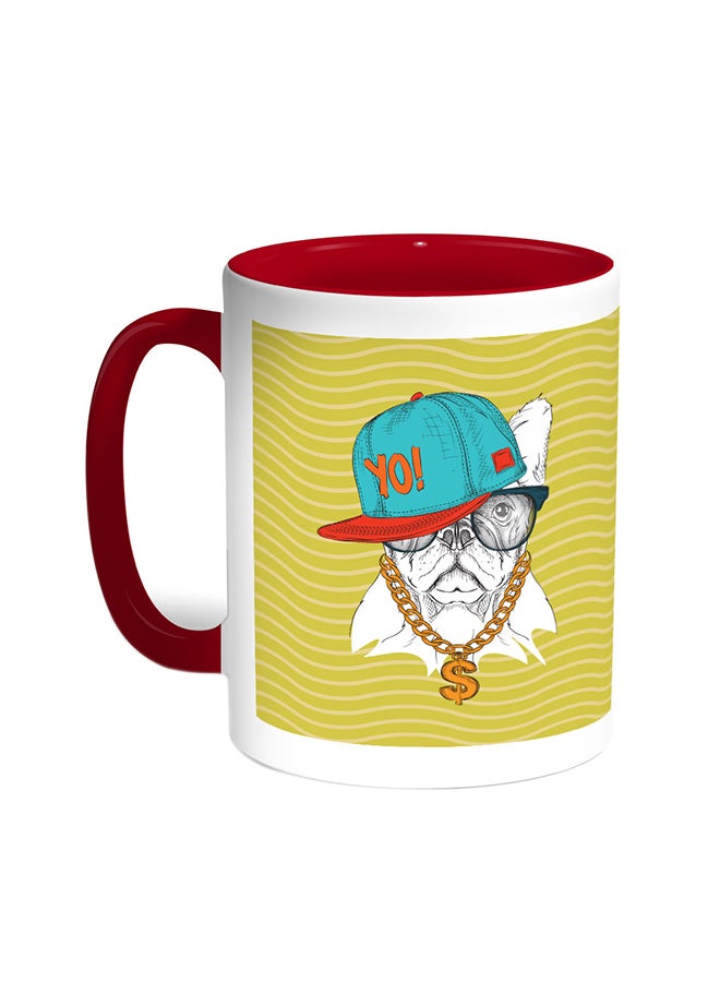 Decalac Cartoon Drawing - Dog Printed Coffee Mug Red/White
