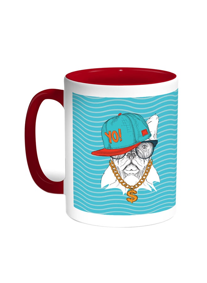 Decalac Cartoon Drawing - Dog Printed Coffee Mug Red/White