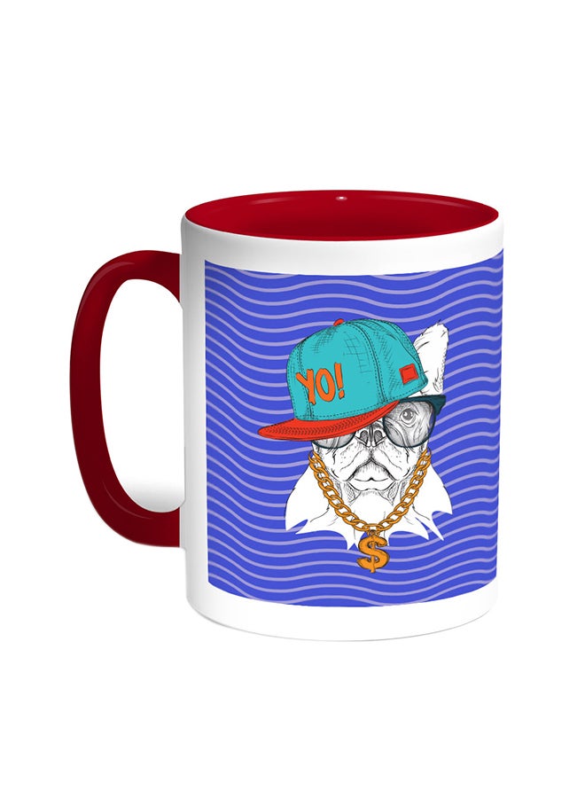 Decalac Cartoon Drawing - Dog Printed Coffee Mug Red/White