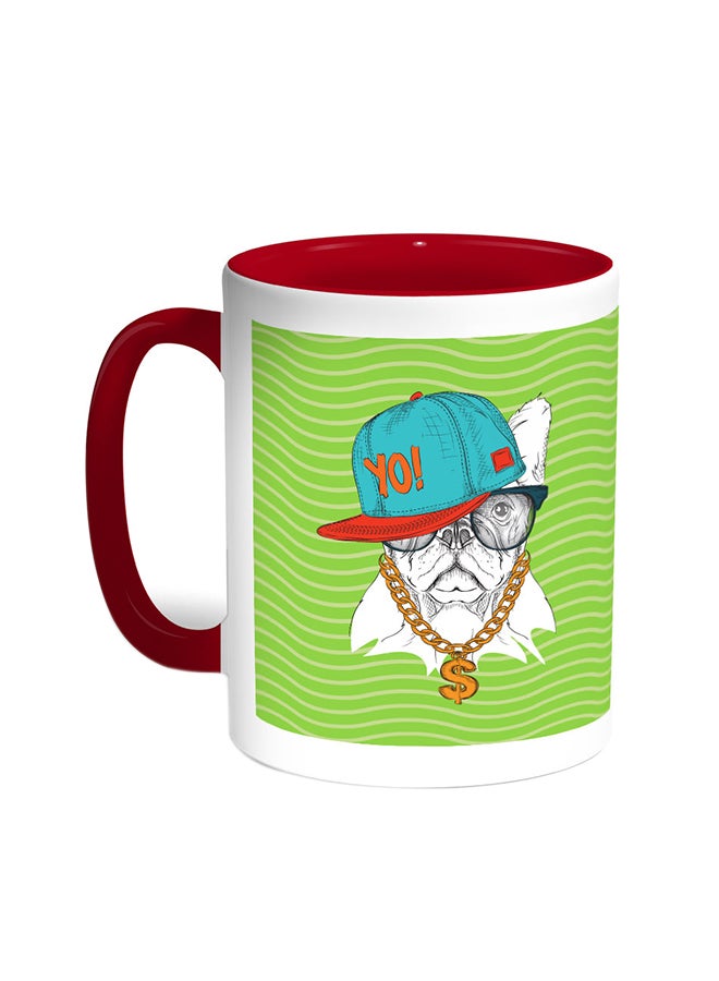 ديكالاك قدح قهوة - رسم كرتوني لكلب أحمر/أبيض