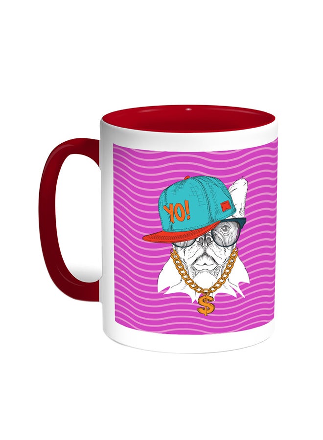 Decalac Cartoon Drawing - Dog Printed Coffee Mug Red/White