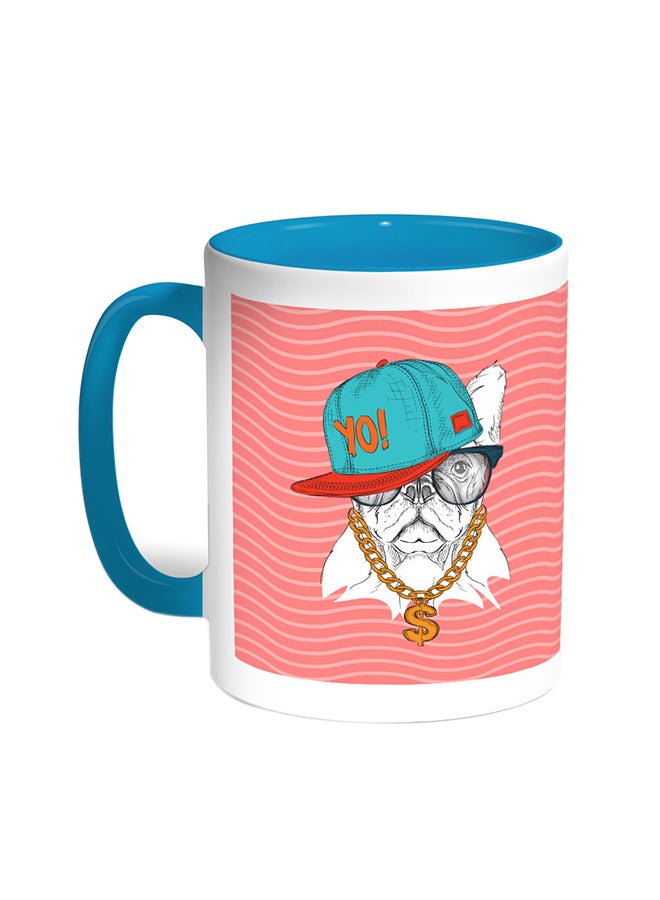 ديكالاك قدح قهوة - رسم كرتوني لكلب تركواز/أبيض