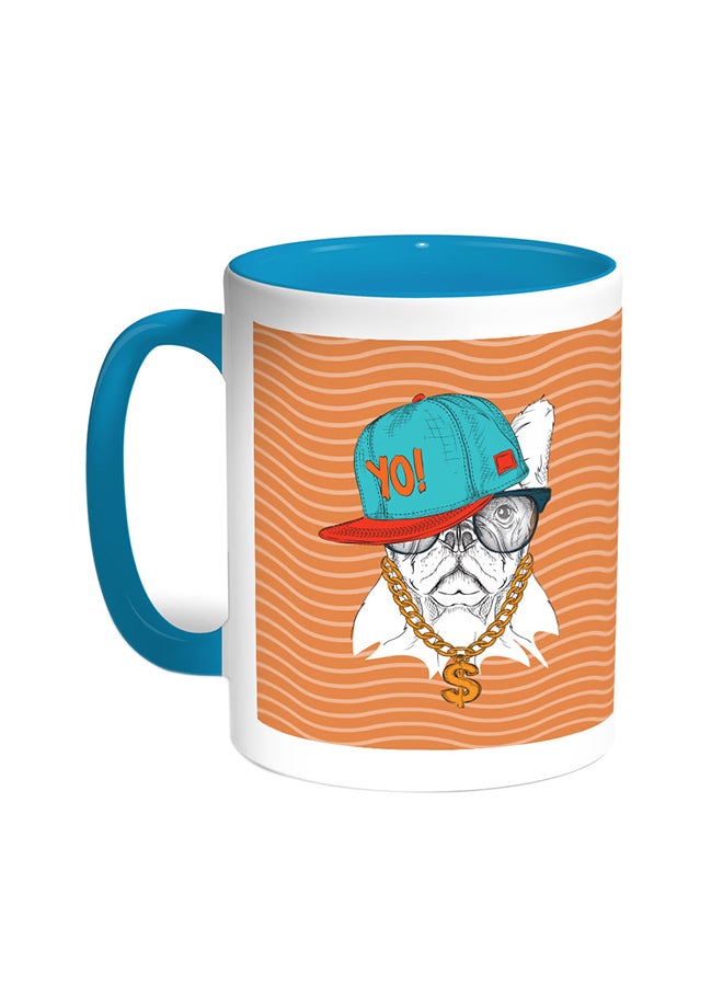 Decalac Cartoon Drawing - Dog Printed Coffee Mug Turquoise/White