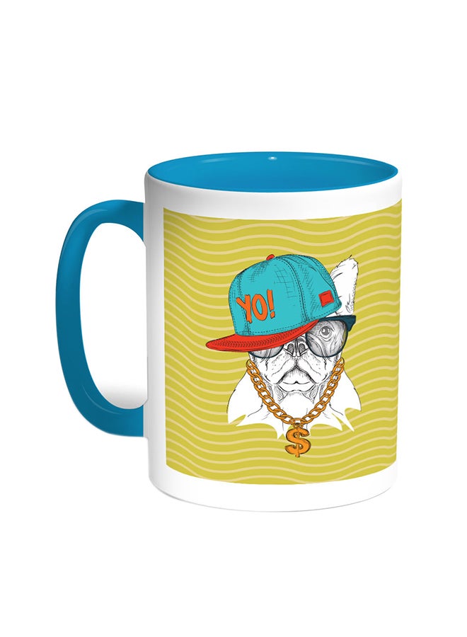 Decalac Cartoon Drawing - Dog Printed Coffee Mug Turquoise/White