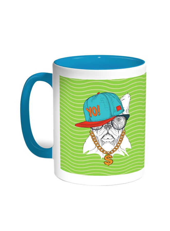 Cartoon Drawing - Dog Printed Coffee Mug Turquoise/White
