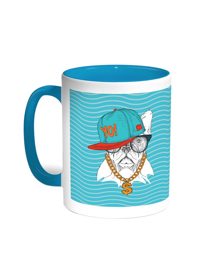Decalac Cartoon Drawing - Dog Printed Coffee Mug Turquoise/White