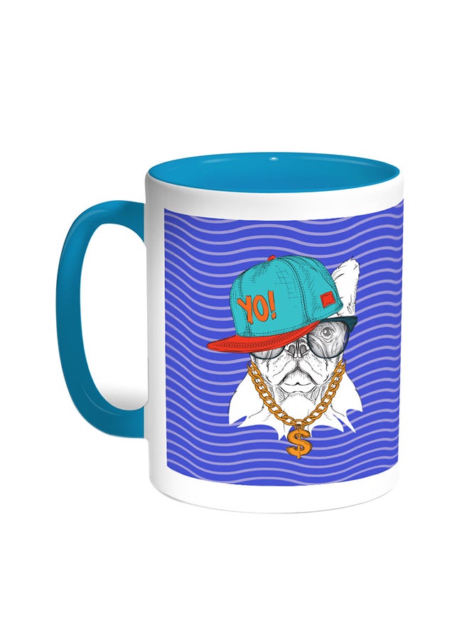 Decalac Cartoon Drawing - Dog Printed Coffee Mug Turquoise/White